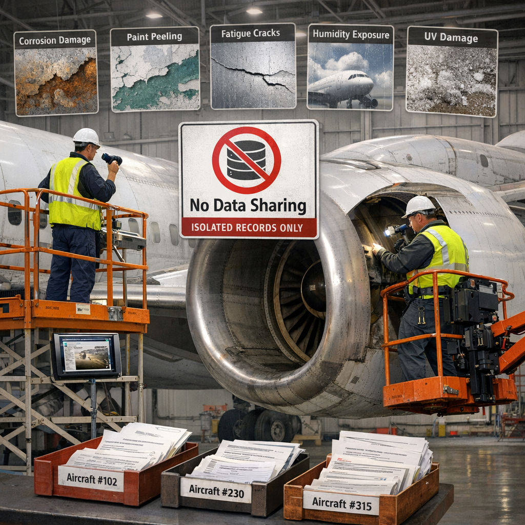 No data sharing between aircraft or over time means no learning from patterns